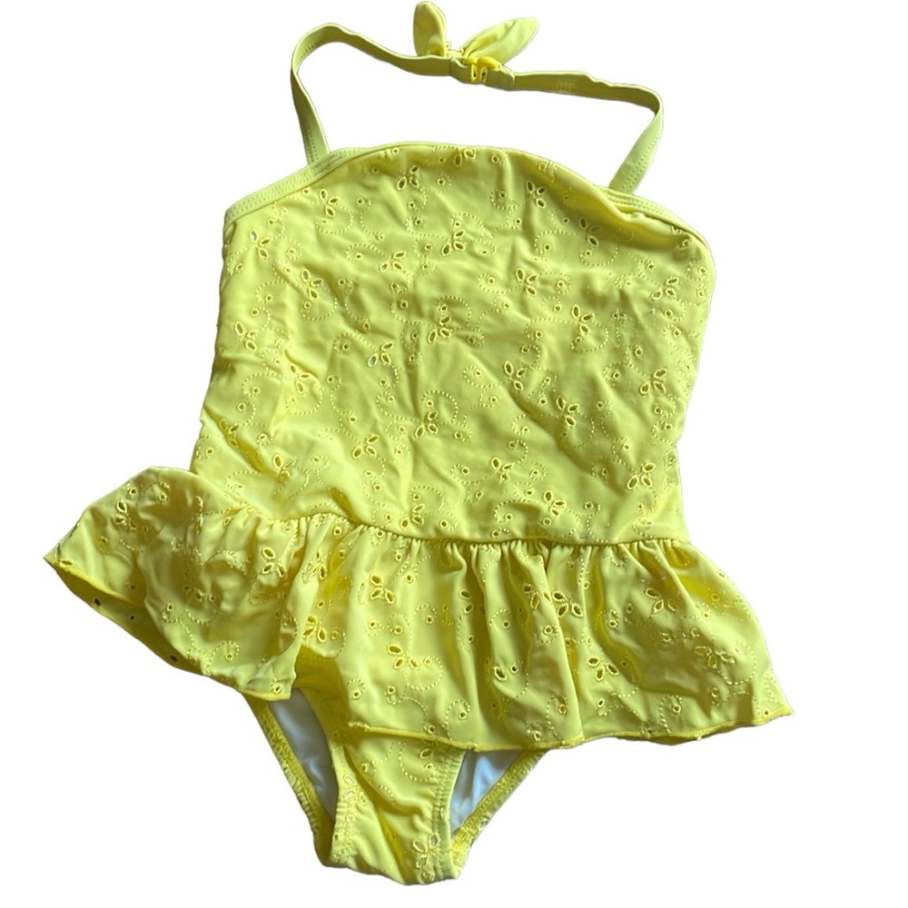 kate spade Swim Bathing Suit 3T Buttery Bow Peplum 1 PC Toddler Yellow Eyelet